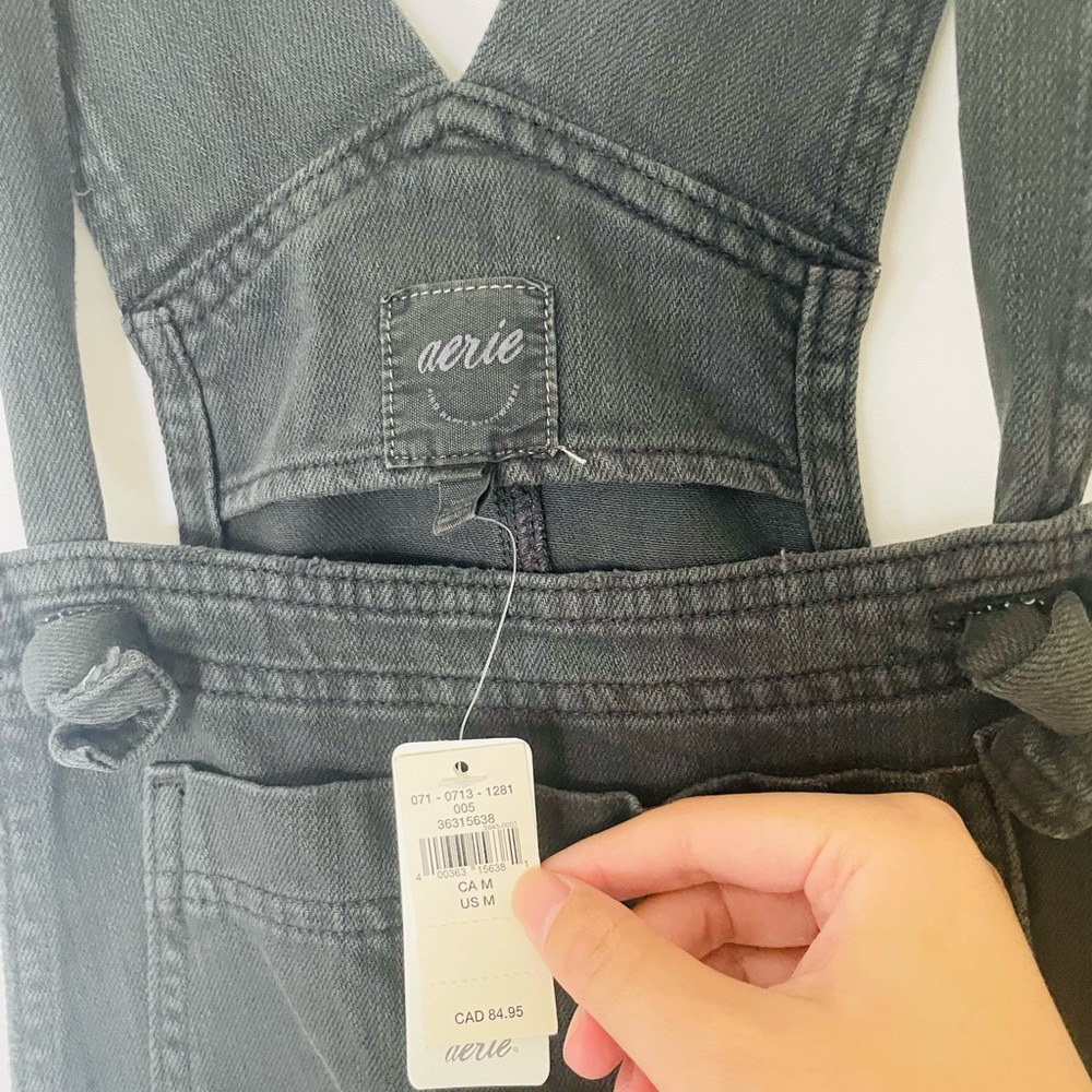 NWT $84 Aerie sz M - Wide Leg Overalls Smoked Grey - Picture 7 of 12